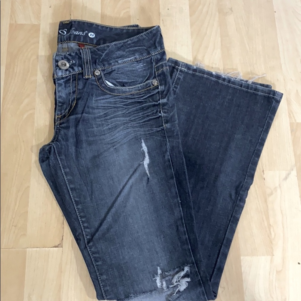2/$15 Distressed boot cut jeans
